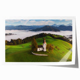 Extra large rolled print of a European scenery in Slovenia, featuring vibrant green landscapes.