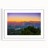 Extra large abstract art print depicting a textured Andalucian landscape in muted earth tones, framed with a white mat.