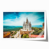 Rolled print of Barcelona scenery with vibrant floral accents in pastel shades, suitable for art wall dining room.