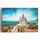Black and white canvas print of Barcelona cityscape, ideal for kitchen wall art or bedroom ambiance.