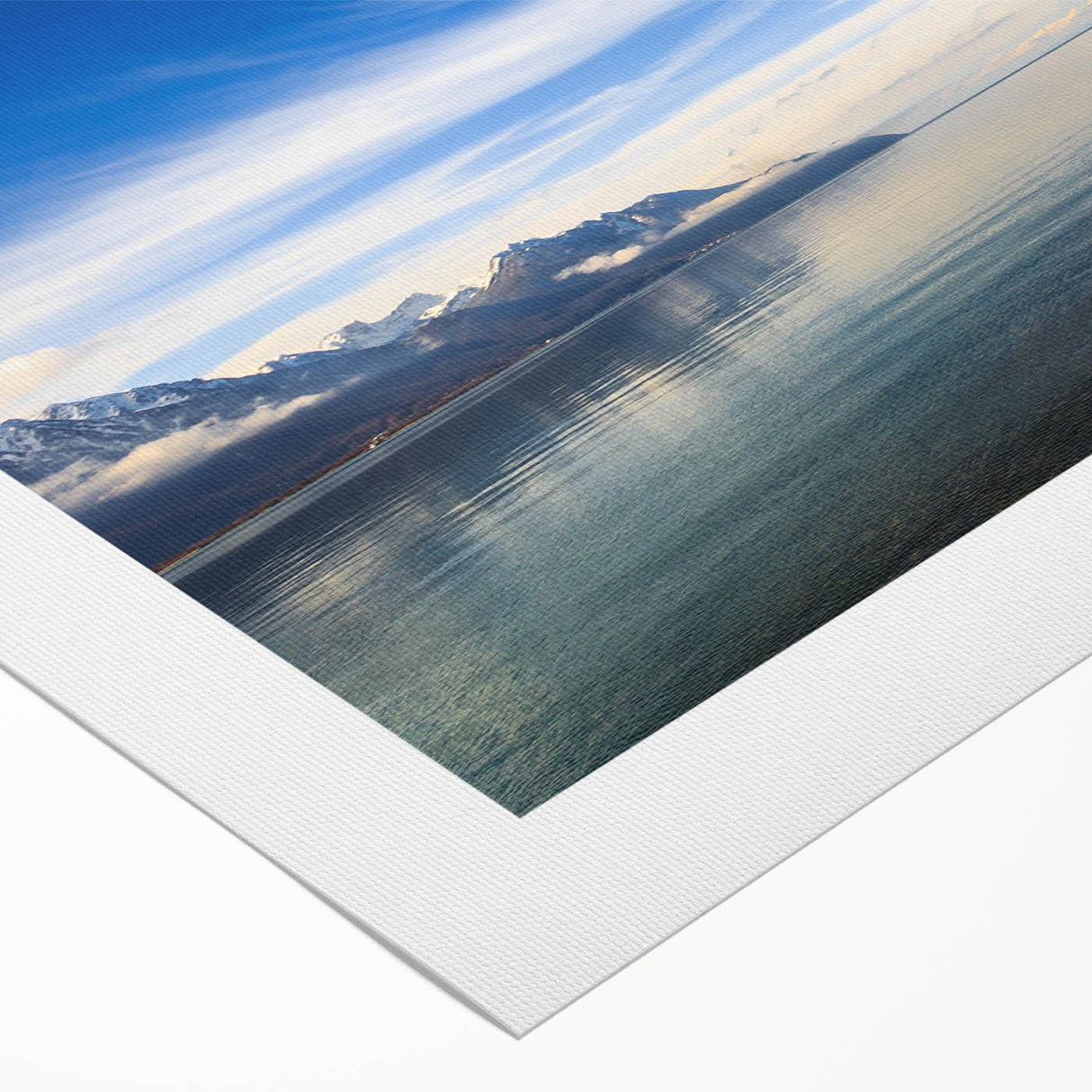 Art deco poster of Geneva scenery on rolled canvas, displaying muted earth tones, ideal for dining room wall art.