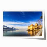 Rolled print of Geneva scenery with pastel floral designs, ideal for art wall dining room.