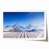 Extra large rolled print of a Swiss landscape with vibrant green hills and blue sky, ideal for dining room wall art.