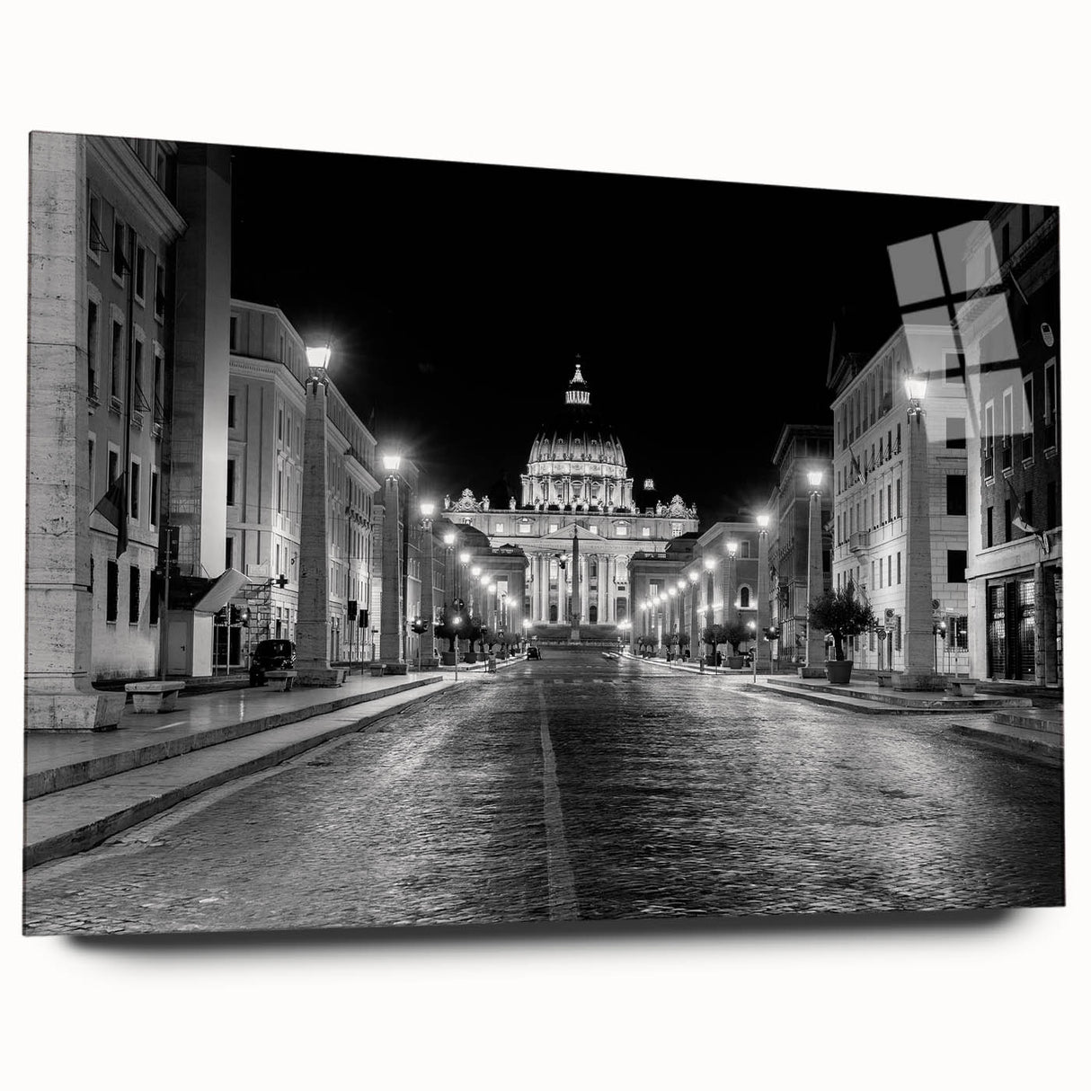 Acrylic print of the Vatican scenery in muted earth tones, ideal for bedroom or dining room decor.