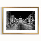 Extra large framed textured abstract art print of a European Vatican scene in muted gold and earth tones.