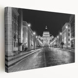 Side view of a large stretched canvas featuring a detailed depiction of the Vatican, set in muted earth tones.