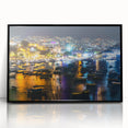 Extra large framed acrylic print of abstract Acapulco scenery in vibrant, colorful textures, ideal for living room decor.