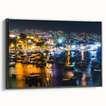 Black and white vintage poster art of Acapulco landscape on framed canvas, suitable for bedroom wall decor.