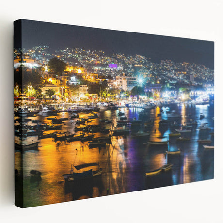 Acapulco scenery on large stretched canvas featuring vivid blue and green tones, ideal for kitchen wall art.
