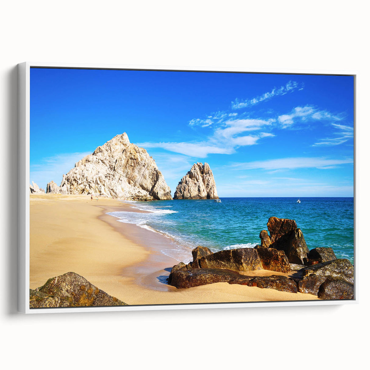Extra large vintage poster art of Baja California scenery on a framed canvas.