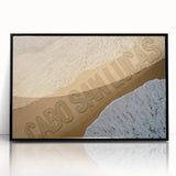 Large abstract wall art of Cabo San Lucas scenery on a framed acrylic, featuring mid-century modernist style in vibrant hues.