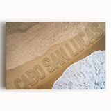 Black and white photograph of Cabo San Lucas scenery on stretched canvas, ideal for kitchen wall art.