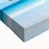 Large art of a black and white landscape painting of Cancun on stretched canvas, ideal for bedroom wall decor.