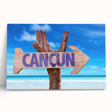 Black and white photograph of Cancun beach scenery on stretched canvas, ideal for kitchen wall art or bedroom ambiance.