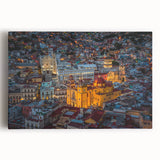 Black and white photograph of Guanajuato, Mexico on stretched canvas, ideal for kitchen wall art.