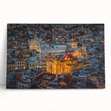 Black and white stretched canvas featuring a detailed view of Guanajuato, ideal for kitchen wall art or bedroom decor.