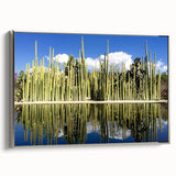 Framed canvas depicting a vintage-style landscape art painting of Oaxaca, featuring vibrant.