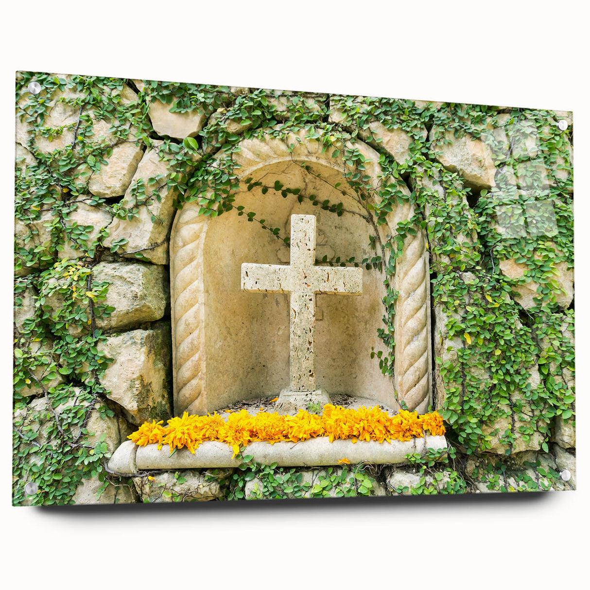Large abstract wall art of Quintana Roo scenery in vibrant blues and greens on acrylic glass.