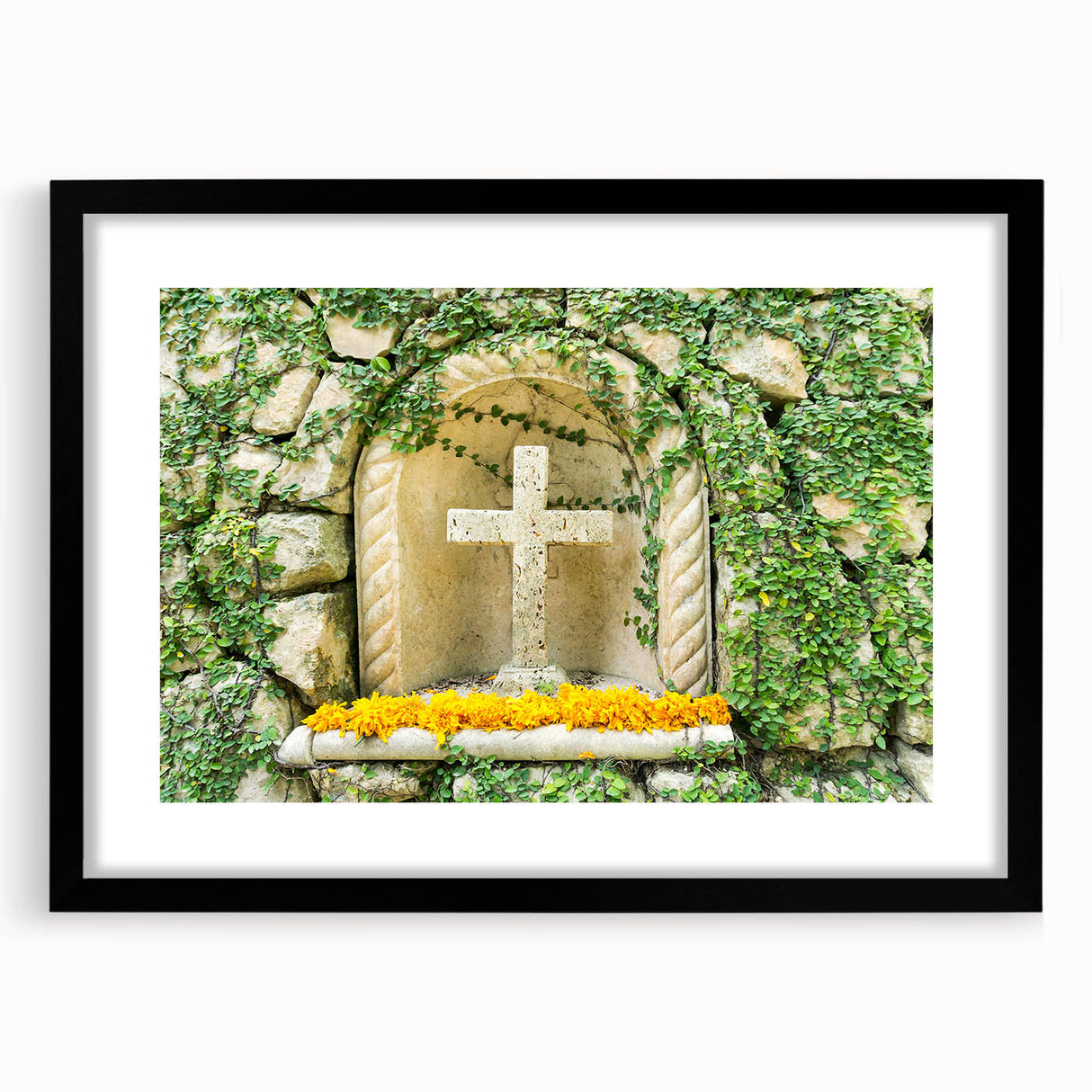 Extra large abstract art print of a vibrant, textured Mexican landscape on a framed canvas, ideal for living room decor.