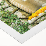 Art deco poster of Quintana Roo scenery on rolled canvas, featuring vivid blue and green hues.