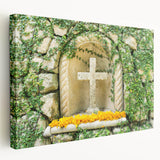 Large stretched canvas depicting a serene Quintana Roo landscape in soft blue and green tones, ideal for kitchen wall art.