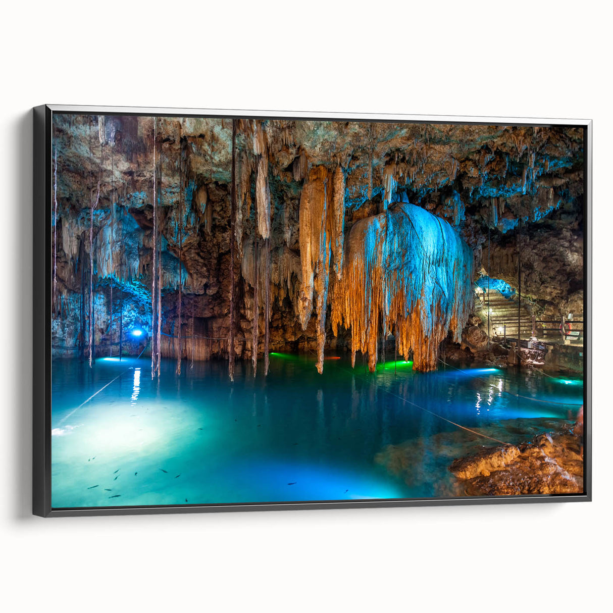 Black and white landscape art painting of Yucatan, framed canvas, vintage poster style, ideal for bedroom wall decor.