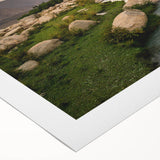 Art deco poster of a Middle Eastern landscape in muted earth tones on rolled canvas, suitable for dining room decor.