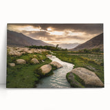 Black and white panoramic photograph of Middle Eastern scenery on stretched canvas, ideal for kitchen wall art.