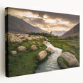 Large canvas print depicting a serene Middle Eastern landscape in soft earth tones, suitable for kitchen wall art.