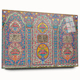 Acrylic print of a large abstract depiction of a Middle Eastern landscape in earth tones.