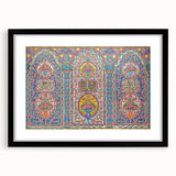 Extra large framed abstract art print depicting a colorful, textured scene inspired by Middle Eastern landscapes.