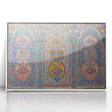 Acrylic print of a Middle Eastern scenery in muted earth tones, framed in white, suitable for modern art wall decor.