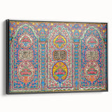 Black and white framed canvas depicting a vintage-style Iranian landscape, ideal for bedroom wall art.