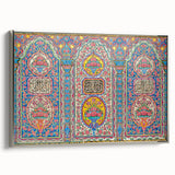 Framed canvas featuring a colorful landscape art painting of a Middle Eastern scenery, ideal for enhancing living room decor.