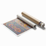 Extra large rolled print featuring a floral art design with Middle Eastern scenery, ideal for classy bathroom wall art.