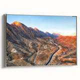 Framed canvas landscape art painting depicting a Middle Eastern scenery in vibrant colors, ideal for living room decor.
