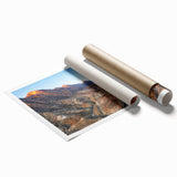 Extra large rolled print depicting Middle Eastern scenery with floral motifs in muted earth tones.