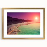 Extra large framed abstract print of the Dead Sea in muted blue and tan tones on textured canvas.