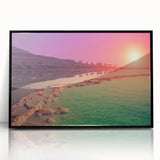 Large abstract wall art depicting the Dead Sea, in muted blues and grays, framed acrylic, ideal for modern art wall decor.