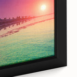 Black wall art featuring a textured depiction of the Dead Sea in vibrant colors on a framed canvas.