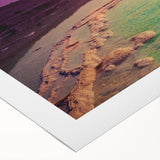 Art deco poster of the Dead Sea in muted blue and beige tones on a rolled canvas, suitable for dining room wall art.