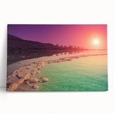 Black and white photograph of the Dead Sea on stretched canvas, suitable as kitchen wall art or for bedroom ambiance.