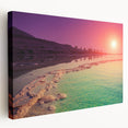 Middle East Dead Sea landscape on stretched canvas in muted earth tones, suitable for kitchen wall art.