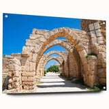 Acrylic print of Jerusalem scenery with soft earth tones, ideal for dining room art.