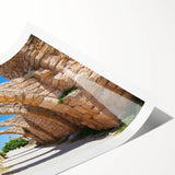 Extra large wall art featuring line art flowers in Jerusalem scenery on a rolled print, suited for large living room decor.