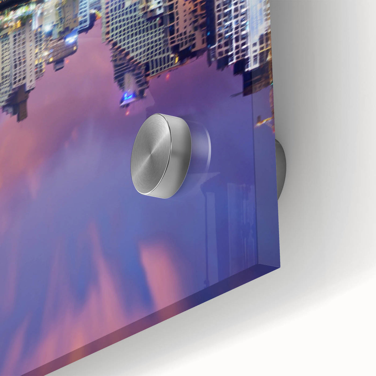 Large abstract wall art depicting Tel Aviv scenery in mid-century modernist style, with vibrant hues on acrylic glass.
