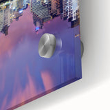 Large abstract wall art depicting Tel Aviv scenery in mid-century modernist style, with vibrant hues on acrylic glass.