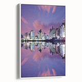 Vintage poster art of Tel Aviv scenery in colorful hues on extra large framed canvas, ideal for living room decor.