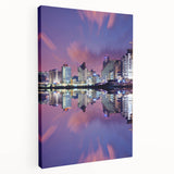 Tel Aviv cityscape on large stretched canvas, featuring muted earth tones, ideal for kitchen wall art.
