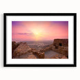 Extra large wall art featuring abstract art prints of a Middle Eastern scenery in vibrant colors on a framed canvas.